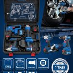 Kit complet d'outils électroportatifs avec 2 batteries
