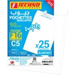 POCHETTES BLANCHES ADHESIVES F16 162x229 PQT 25 "TECHNO" REF: 5507