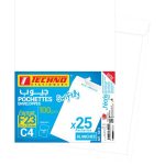 POCHETTES BLANCHES ADHESIVES F23 229x324 PQT 25 "TECHNO" REF: 5511